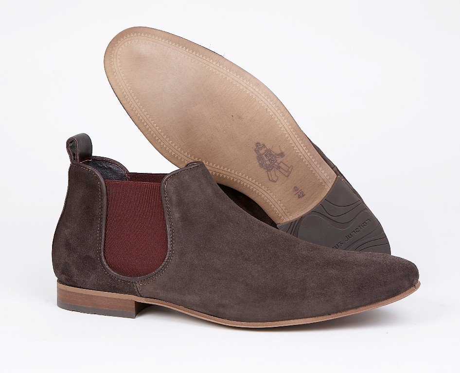 Delicious Junction Kings Road Suede Elastic Gusset Chelsea Boot Choc Brown Adaptor Clothing